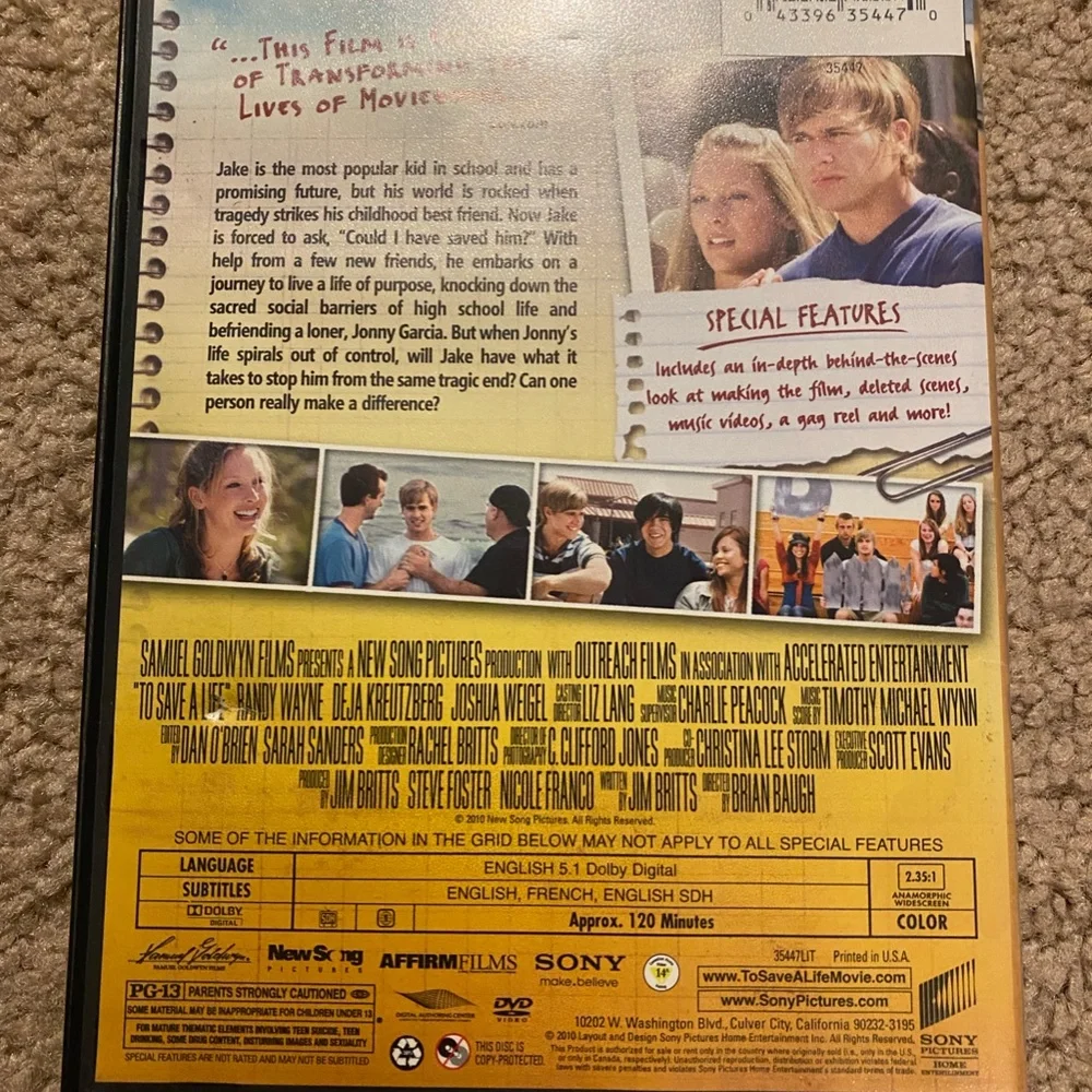 To Save A Life DVD - Picture 2 of 4
